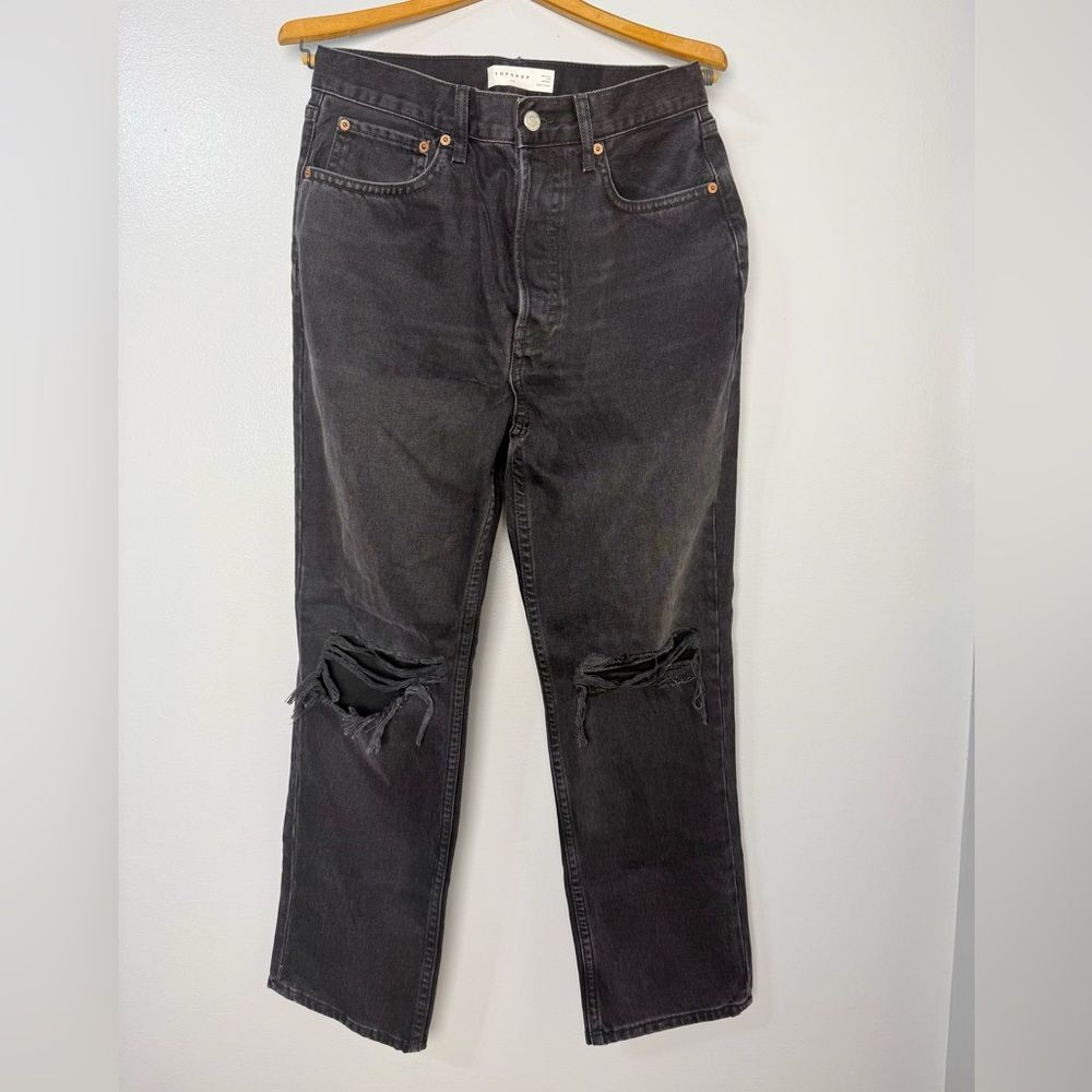 Topshop Women's Distressed Black Dad Jeans | 31x30